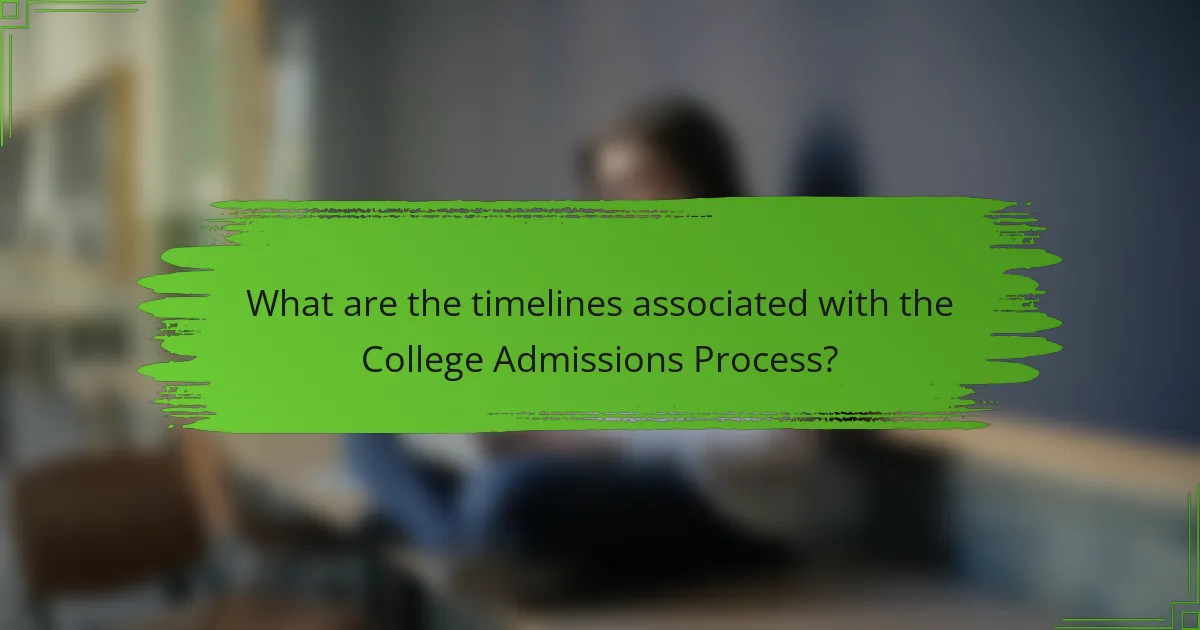 What are the timelines associated with the College Admissions Process?