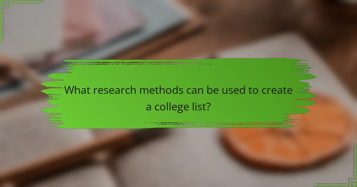 What research methods can be used to create a college list?
